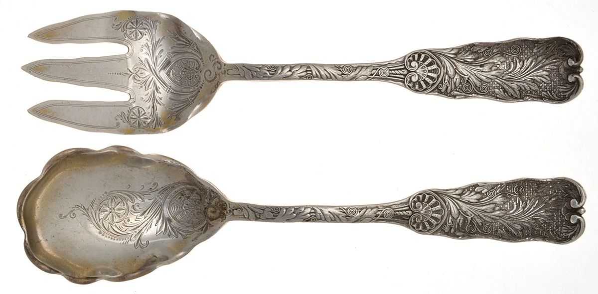 St. Cloud (Sterling, 1885) 2-Piece Salad Set, Bright Cut Solid Piece by Gorham Silver-1