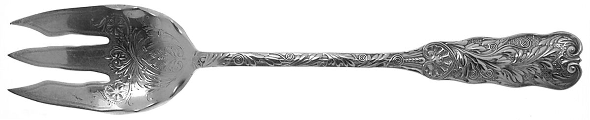 St. Cloud (Sterling, 1885) Salad Serving Fork Solid Oversize Bright Cut by Gorham Silver-1