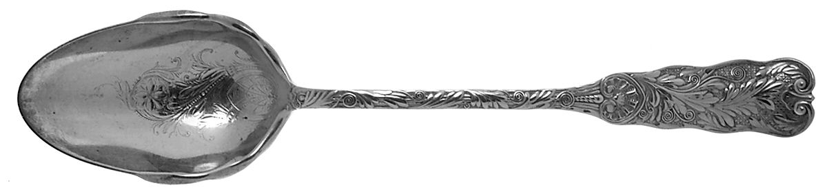 St. Cloud (Sterling, 1885) Salad Serving Spoon Solid Oversize Bright Cut by Gorham Silver-1
