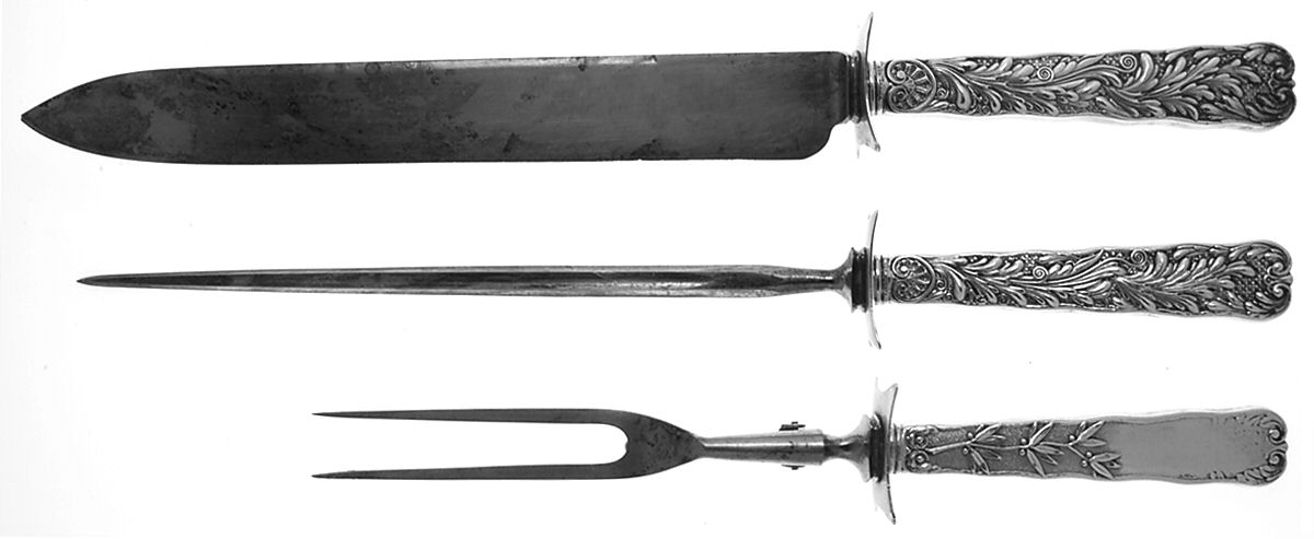 St. Cloud (Sterling, 1885) Large 3-Piece Roast Carving Set w/ Stainless Blade by Gorham Silver-1