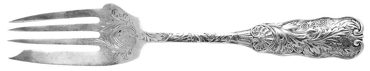 St. Cloud (Sterling, 1885) Cold Meat Serving Fork Medium Bright Cut by Gorham Silver-1