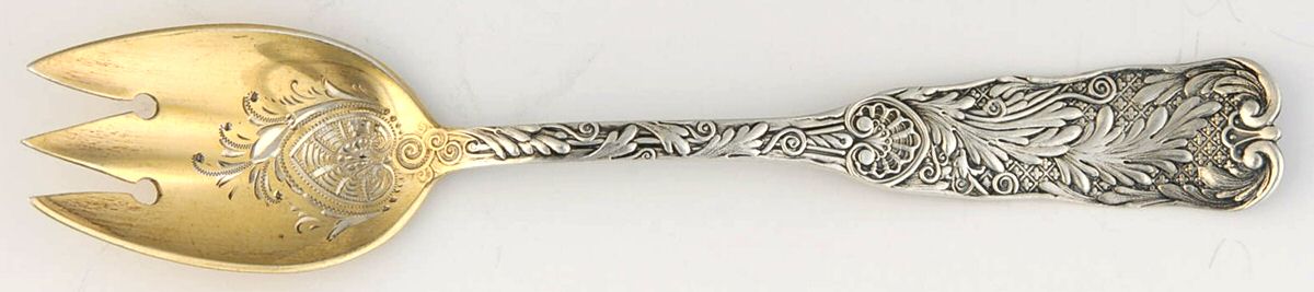 St. Cloud (Sterling, 1885) Small Bright Cut Ice Cream Fork by Gorham Silver-1