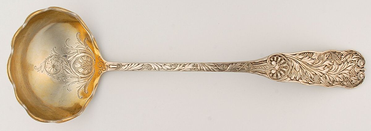St. Cloud (Sterling, 1885) Large Soup Ladle, Bright Cut Solid Piece by Gorham Silver-1
