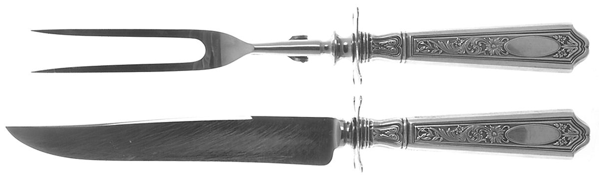 St. Dunstan Chased (Sterling, 1917) Large 2-Piece Roast Carving Set w/ Stainless Blade by Gorham Silver-1