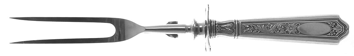 St. Dunstan Chased (Sterling, 1917) Large Stainless-Prong Roast Carving Fork by Gorham Silver-1