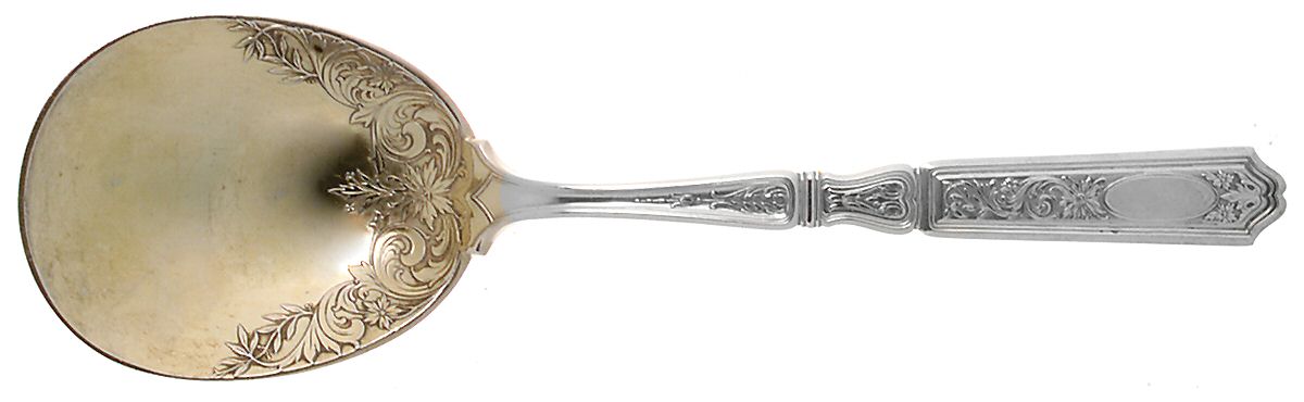 St. Dunstan Chased (Sterling, 1917) Solid Salad Serving Spoon by Gorham Silver-1