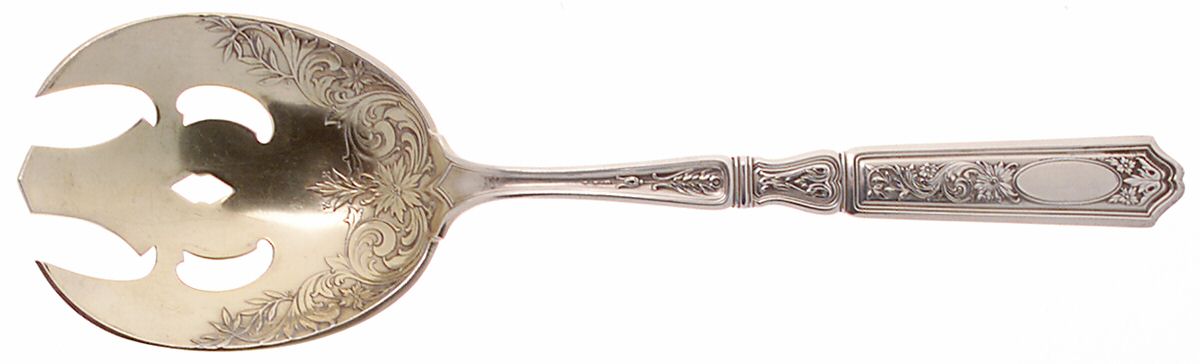 St. Dunstan Chased (Sterling, 1917) Solid Salad Serving Fork by Gorham Silver-1