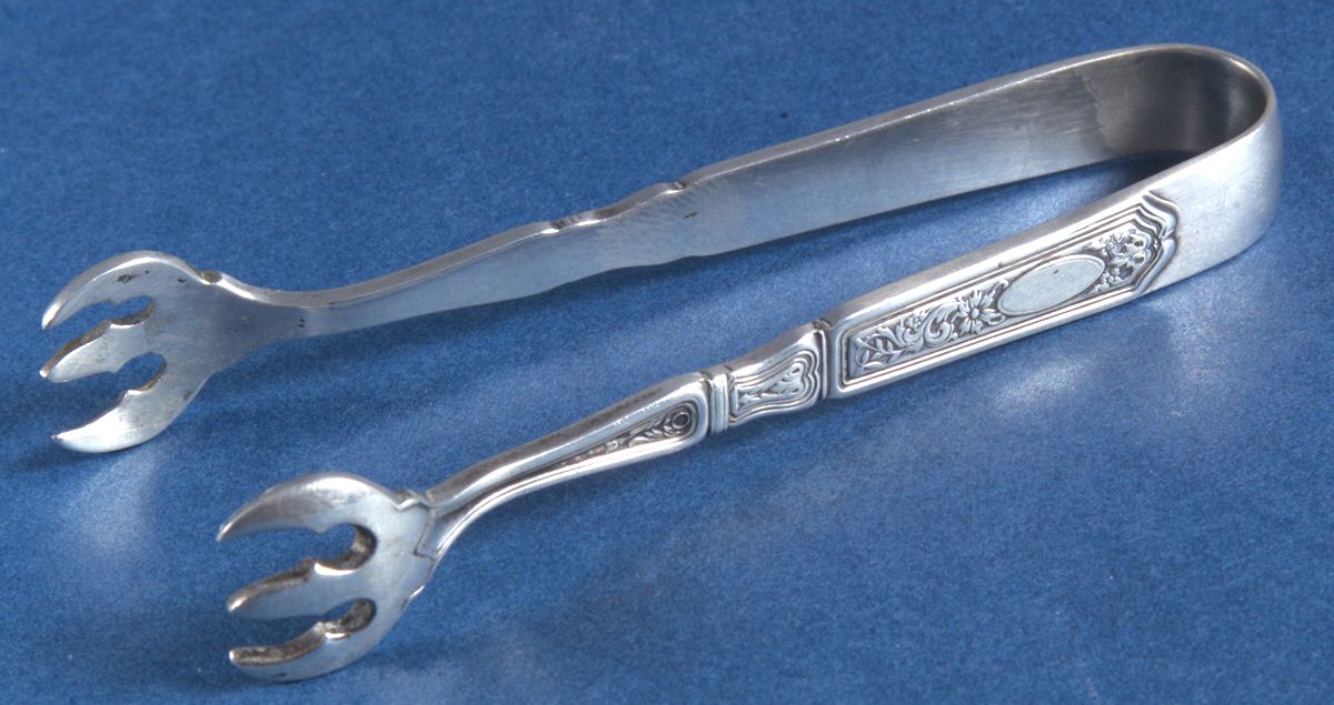 St. Dunstan Chased (Sterling, 1917) Small Sugar Tongs by Gorham Silver-1
