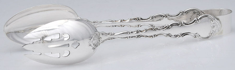 Strasbourg (Sterling, Lion-Anchor-G, 1897) Salad Tongs Solid HC by Gorham Silver-1