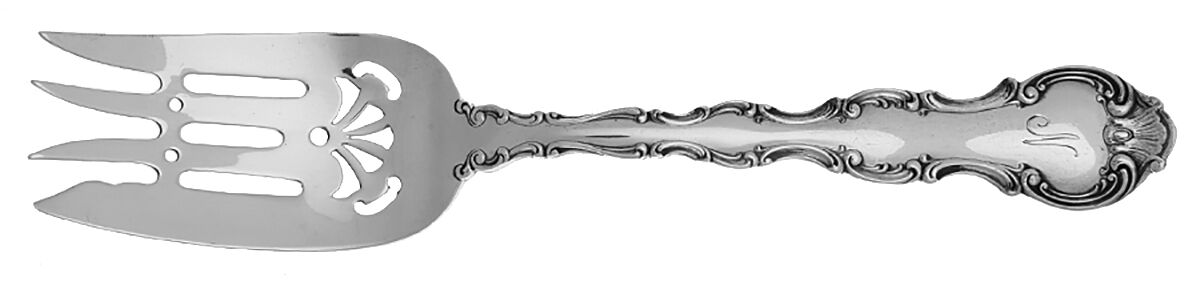 Strasbourg (Sterling, Lion-Anchor-G, 1897) Medium Solid Cold Meat Serving Fork by Gorham Silver-1