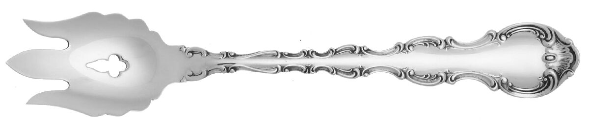 Strasbourg (Sterling, Lion-Anchor-G, 1897) Vegetable Serving Fork Solid  HC by Gorham Silver-1