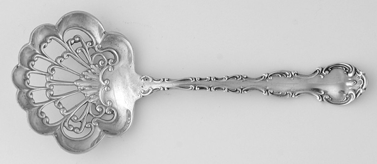Strasbourg (Sterling, Lion-Anchor-G, 1897) Solid Bon Bon Spoon with Pierced Bowl by Gorham Silver-1