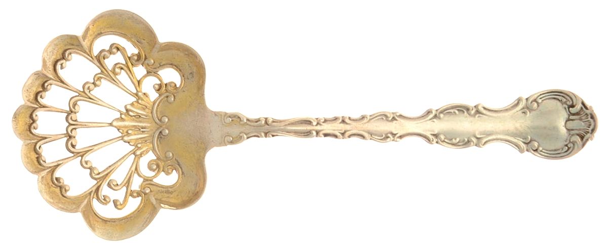 Strasbourg (Sterling, Lion-Anchor-G, 1897) Solid Bon Bon Spoon with Pierced Bowl by Gorham Silver-1