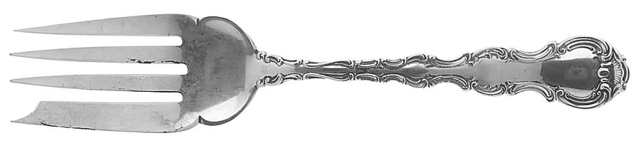 Strasbourg (Sterling, Lion-Anchor-G, 1897) Small Solid Cold Meat Serving Fork by Gorham Silver-1