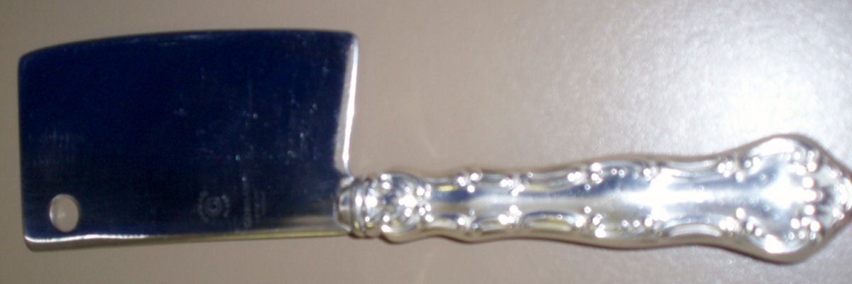 Strasbourg (Sterling, Lion-Anchor-G, 1897) Cheese Cleaver with Stainless Blade by Gorham Silver-1