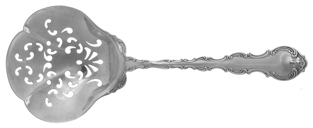 Strasbourg (Sterling, Lion-Anchor-G, 1897) Large Pierced Pea Serving Spoon by Gorham Silver-1