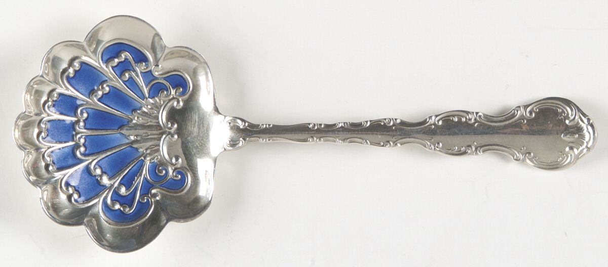 Strasbourg (Sterling, Lion-Anchor-G, 1897) Bon Bon Spoon with Enameled Bowl by Gorham Silver-1
