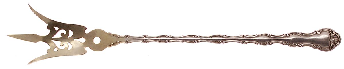 Strasbourg (Sterling, Lion-Anchor-G, 1897) Large Lettuce Serving Fork by Gorham Silver-1