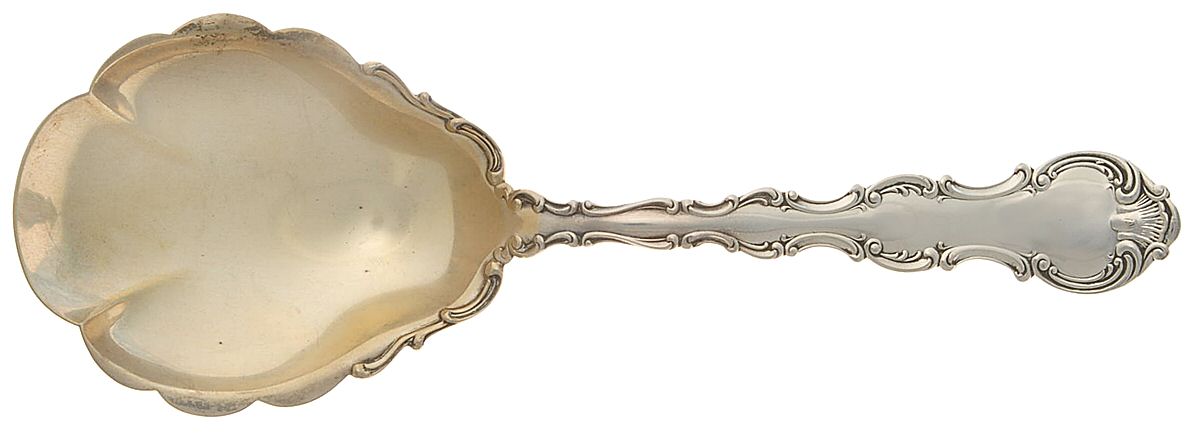Strasbourg (Sterling, Lion-Anchor-G, 1897) Large Solid Shell Berry/Casserole Spoon by Gorham Silver-1