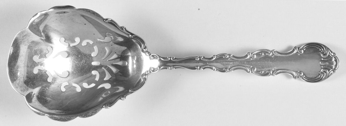 Strasbourg (Sterling, Lion-Anchor-G, 1897) Pierced Nut Serving Spoon by Gorham Silver-1