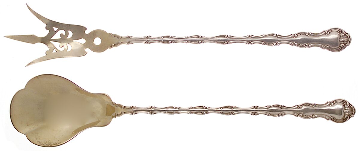 Strasbourg (Sterling, Lion-Anchor-G, 1897) 2 Pc Large Lettuce Serving Set by Gorham Silver-1