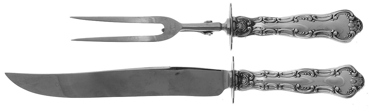 Strasbourg (Sterling, Lion-Anchor-G, 1897) Large 2-Piece Roast Carving Set w/ Stainless Blade by Gorham Silver-1