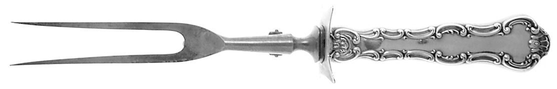 Strasbourg (Sterling, Lion-Anchor-G, 1897) Large Stainless-Prong Roast Carving Fork by Gorham Silver-1
