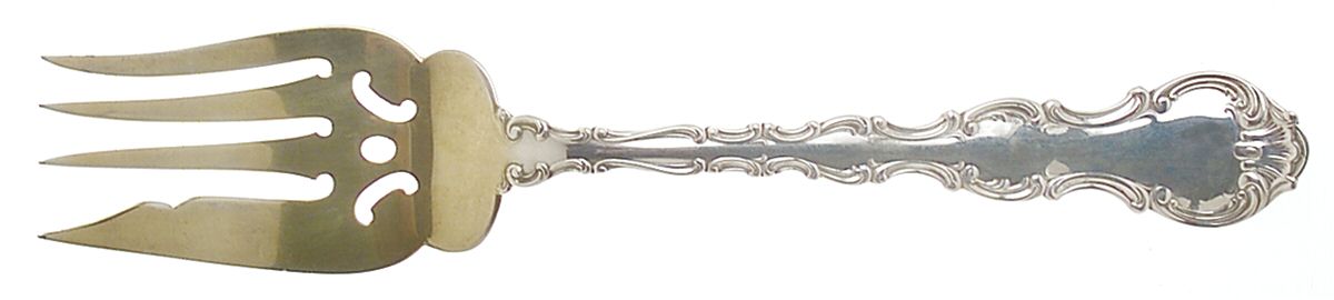 Strasbourg (Sterling, Lion-Anchor-G, 1897) Medium Solid Cold Meat Serving Fork by Gorham Silver-1