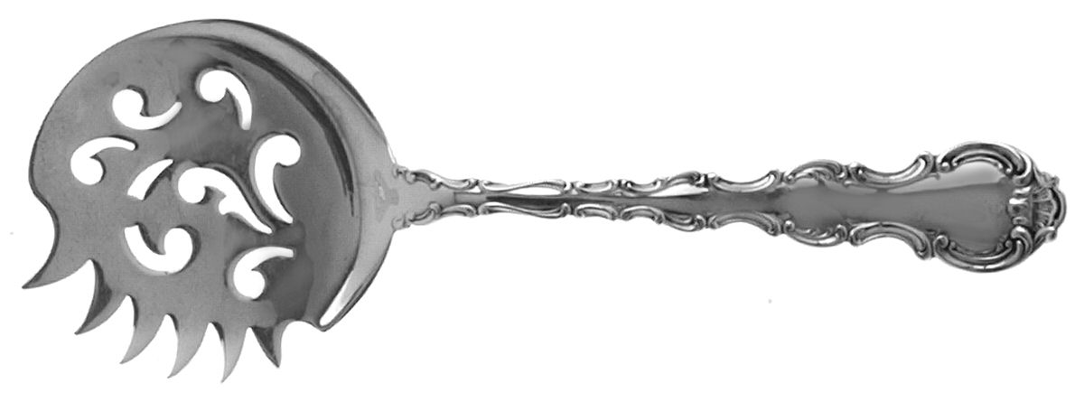 Strasbourg (Sterling, Lion-Anchor-G, 1897) Small Cucumber-Tomato Server w/Saw Edge by Gorham Silver-1