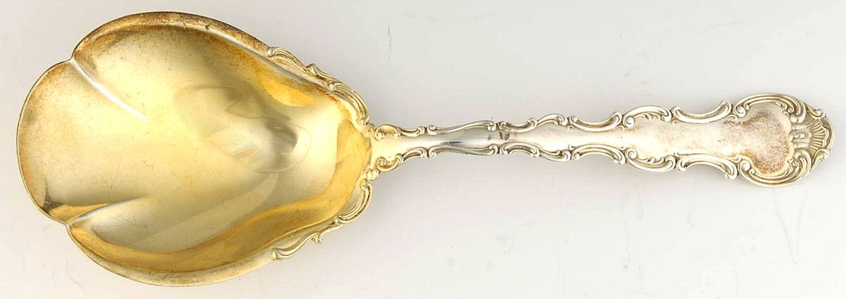 Strasbourg (Sterling, Lion-Anchor-G, 1897) Large Solid Berry/Casserole Spoon by Gorham Silver-1