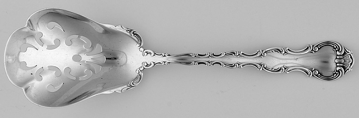 Strasbourg (Sterling, Lion-Anchor-G, 1897) Pierced Nut Serving Spoon by Gorham Silver-1