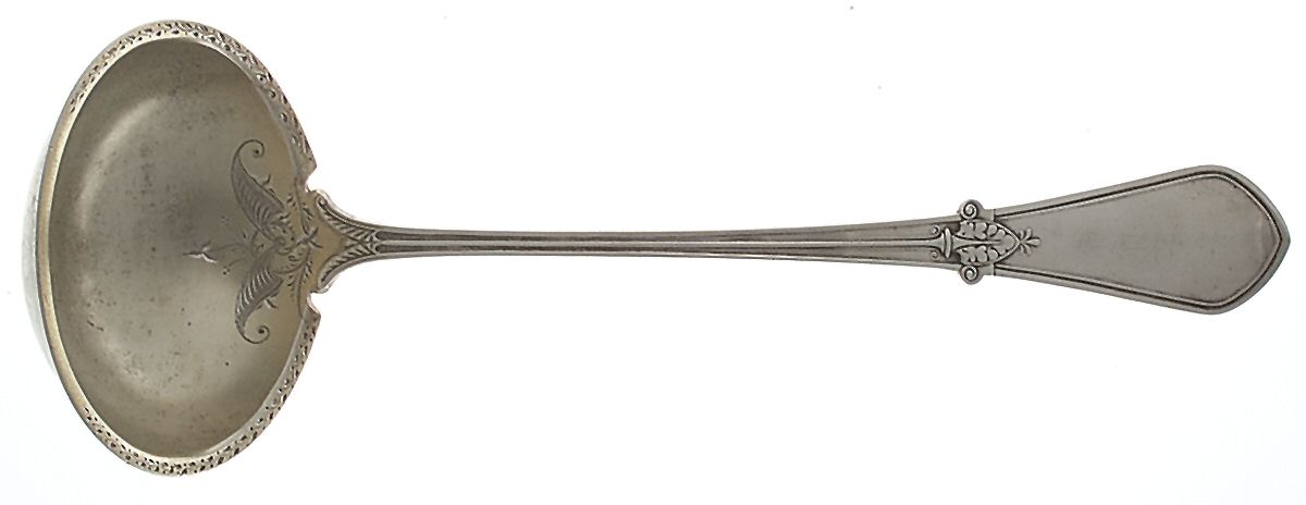 Swiss (Sterling, 1870) Oyster Ladle Solid Bright Cut by Gorham Silver-1