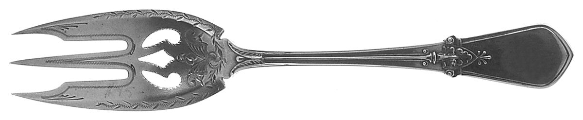Swiss (Sterling, 1870) Individual Pie Fork w/Bright Cut by Gorham Silver-1