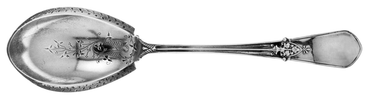 Swiss (Sterling, 1870) Bright Cut Preserve Spoon by Gorham Silver-1