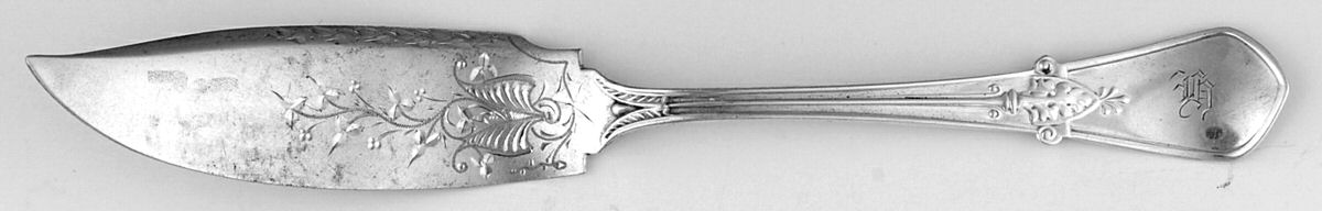 Swiss (Sterling, 1870) Bright Cut Solid Pickle Serving Knife by Gorham Silver-1