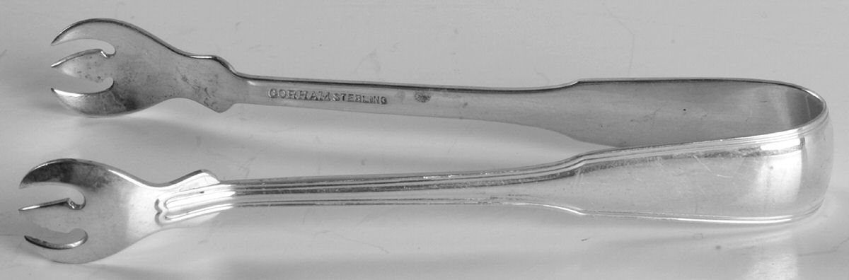 Threaded Antique-Threaded (Sterling, 1855) Small Sugar Tongs by Gorham Silver-1