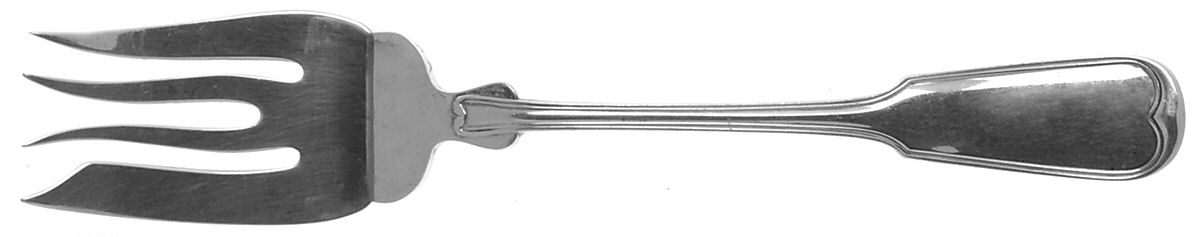 Threaded Antique-Threaded (Sterling, 1855) Medium Solid Cold Meat Serving Fork by Gorham Silver-1
