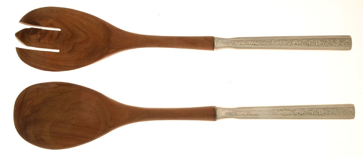 Trilogy (Sterling, 1969) Wooden Bowl 2-Piece Salad Set by Gorham Silver-1