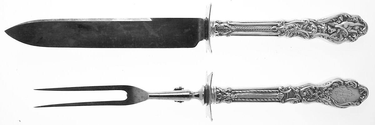 Versailles (Sterling, 1888, No Monograms) Large 2-Piece Roast Carving Set w/Stainless Blade by Gorham Silver-1