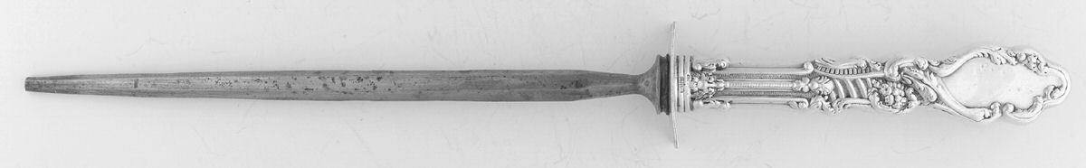 Versailles (Sterling, 1888, No Monograms) Large Knife Sharpener-Steel Rod w/Sterling Guard by Gorham Silver-1