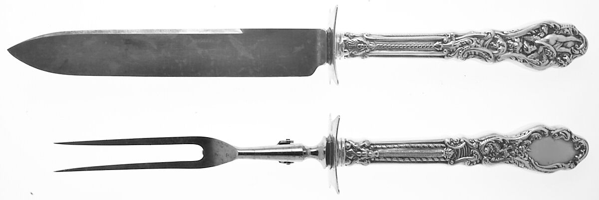 Versailles (Sterling, 1888, No Monograms) (2 Pc)Carving Set-Lg Stnbl/Roast w/Sterling Guard by Gorham Silver-1