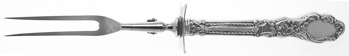 Versailles (Sterling, 1888, No Monograms) Large Stainless-Prong Roast Carving Fork by Gorham Silver-1