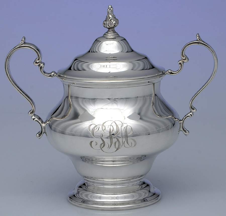 Victorian-Plain (Sterling, Hollowware) Sugar Bowl & Lid by Gorham Silver-1