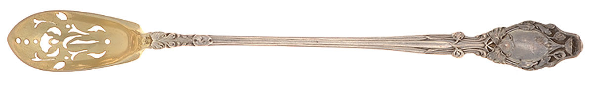 Virginiana (Sterling, 1904-1905, No Monograms) Pierced Bowl Long Handle Olive Spoon by Gorham Silver-1