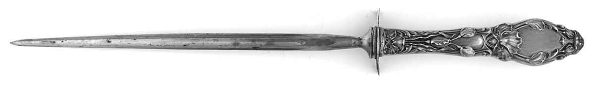 Virginiana (Sterling, 1904-1905, No Monograms) Large Knife Sharpener-Steel Rod w/Sterling Guard by Gorham Silver-1