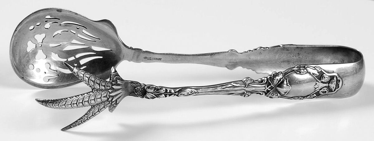 Virginiana (Sterling, 1904-1905, No Monograms) Large Ice Serving Tongs by Gorham Silver-1