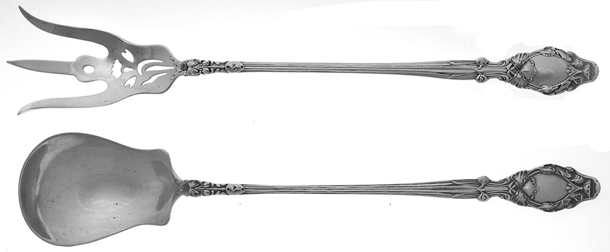 Virginiana (Sterling, 1904-1905, No Monograms) 2 Pc Large Lettuce Serving Set by Gorham Silver-1