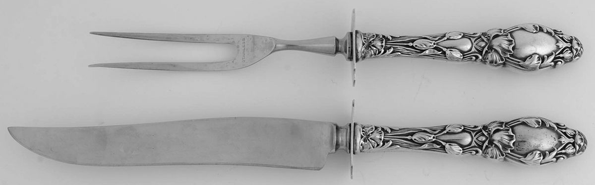 Virginiana (Sterling, 1904-1905, No Monograms) 2 Piece Small Carving Set W/ Sterling Guard by Gorham Silver-1