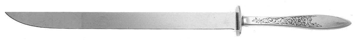 White Paisley (Sterling, 1966) Ham Slicer Knife with Stainless Blade by Gorham Silver-1
