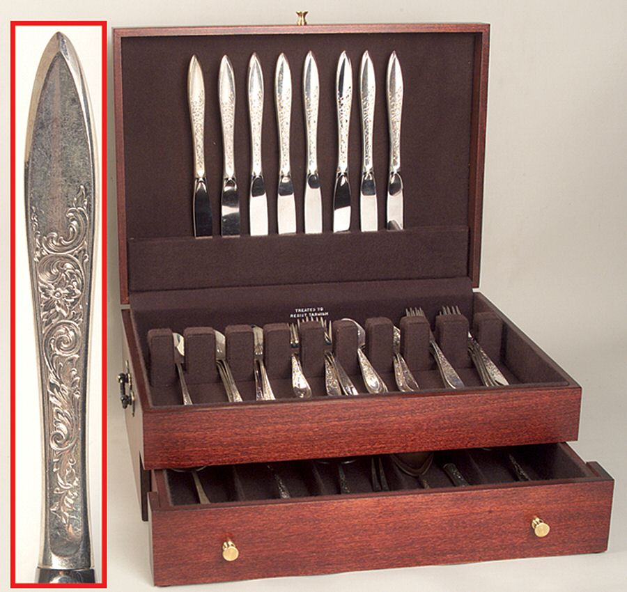 White Paisley (Sterling, 1966) 47 Piece Set by Gorham Silver-1